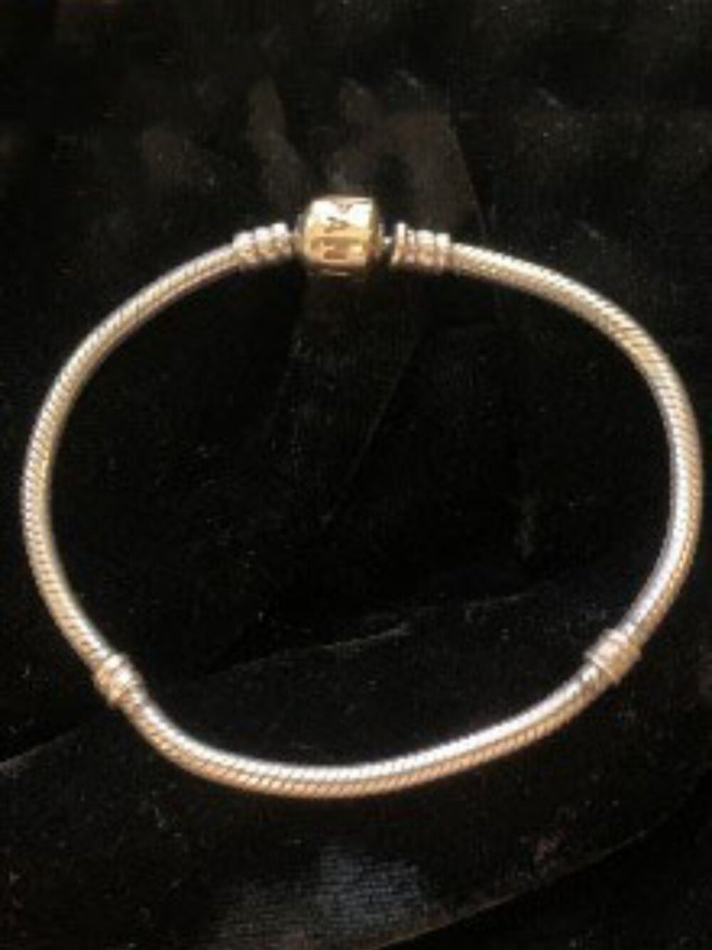 Authentic Pandora Two-Tone Snake Chain Sterling Silver & 14k Gold Barrel Clasp